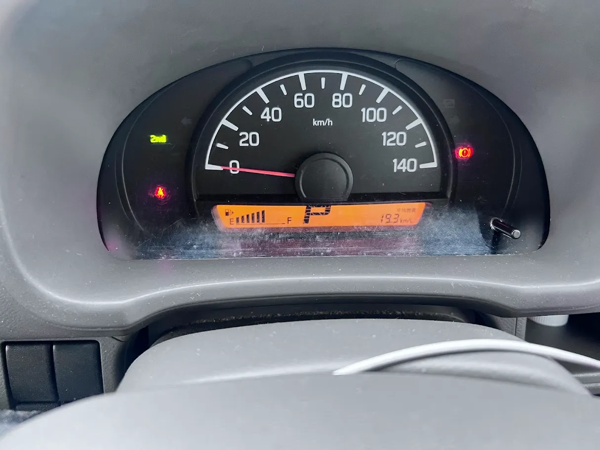 軽バンの平均燃費19.3km/Lのメーター表示