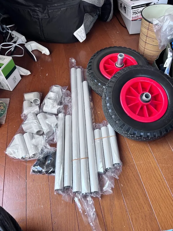 カット指定で届いたスペーシアパイプのDIY部材