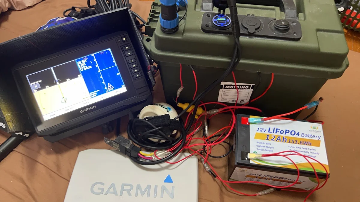 魚探用LiFePO4 12Ahバッテリーの配線と収納セット